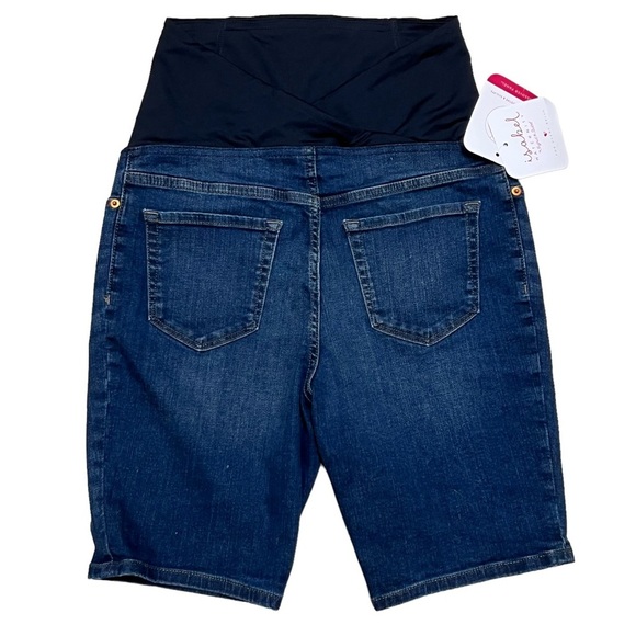 Isabel Maternity Dark Wash Denim Bermuda Shorts NWT - Picture 2 of 5